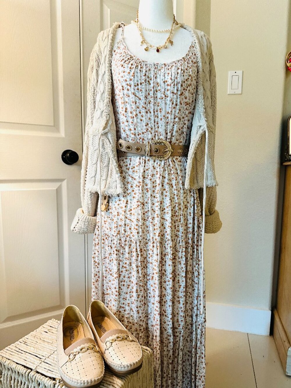 Shein Floral Tiered Maxi Dress - Boho Cottagecore Style - Size Small